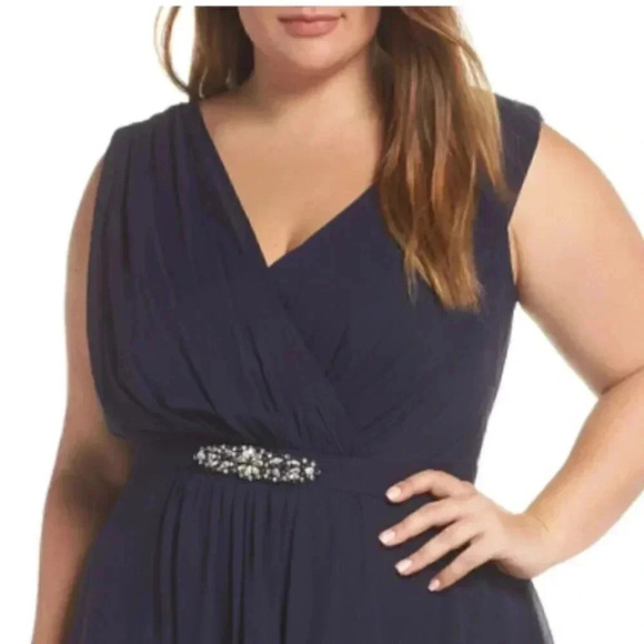 Eliza J high/low wrap look embellished chiffon dress sz 18 - Picture 7 of 13